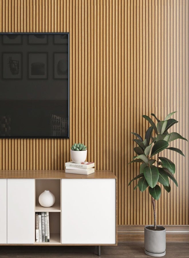 STICKEEP Brown Wood Wall Panel Wallpaper Peel and Stick 3D Textured Wood Contact Paper for Walls Removable Natural Wood Slat Wallpaper for Bedroom Living Room Cabinets Bathroom Countertops 17.71"x118" - Image 1