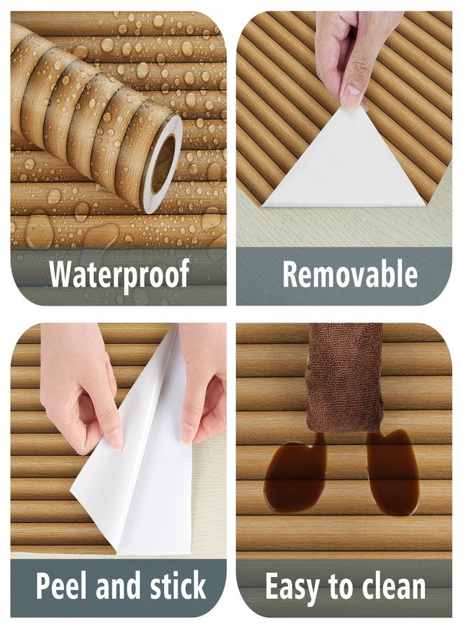 STICKEEP Brown Wood Wall Panel Wallpaper Peel and Stick 3D Textured Wood Contact Paper for Walls Removable Natural Wood Slat Wallpaper for Bedroom Living Room Cabinets Bathroom Countertops 17.71"x118" - Image 5
