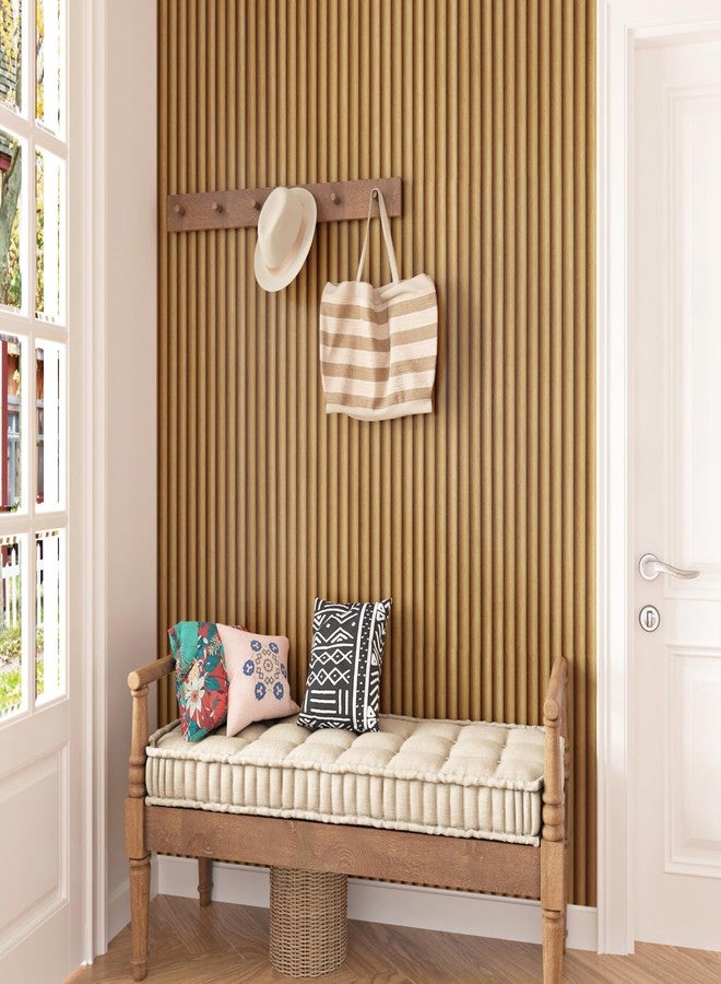 STICKEEP Brown Wood Wall Panel Wallpaper Peel and Stick 3D Textured Wood Contact Paper for Walls Removable Natural Wood Slat Wallpaper for Bedroom Living Room Cabinets Bathroom Countertops 17.71"x118" - Image 2