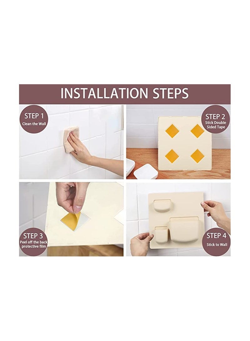 Zikra Remote Control Holder Wall Mount, Household Hole Free Self-Adhesive Holder for Bed Table Couch Recliner Holder Bedroom Storage Organizer Box, Office School Bathroom Kitchen Shelf (1Pcs Apricot) - Image 2