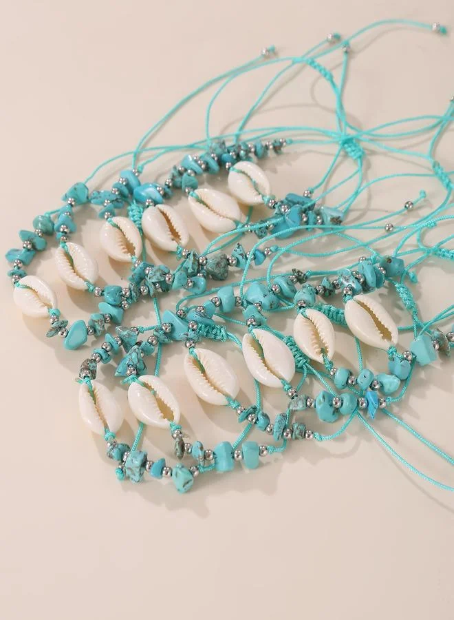 Take Two Pack of 12 - Turquoise Shell and Stones Charm Bracelets