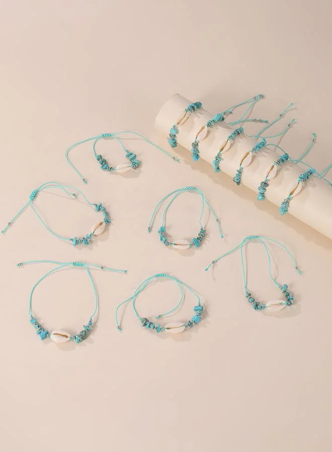 Take Two Pack of 12 - Turquoise Shell and Stones Charm Bracelets