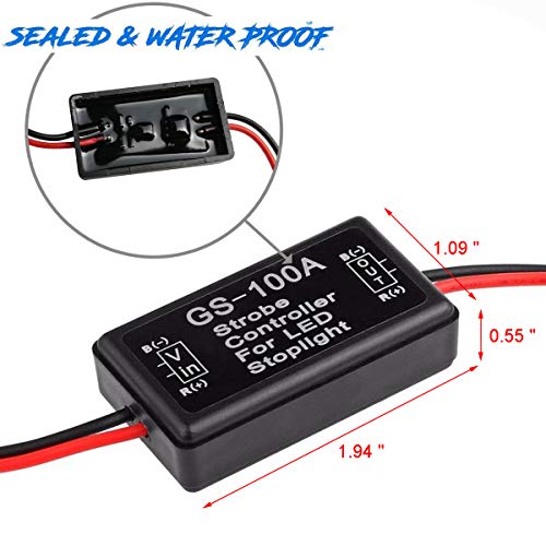 iBrightstar 9-30V Flashing Strobe Blinking Controller Flasher Module for LED Brake Tail Stop Light High Mount/3rd Brake Lights - 2Pack - Image 2