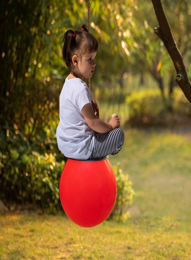 PLAYBERG Red Outdoor Patio Playground Hanging Adjustable Ball Round Swing, Inflatable Heavy Duty Rubber Round Swing Ball, Pump Included - Image 3