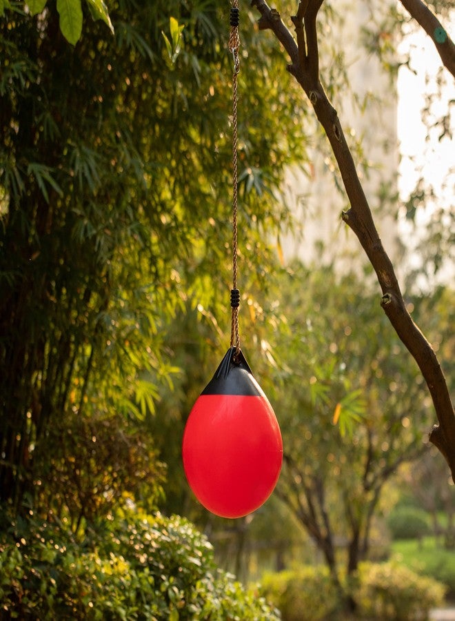 PLAYBERG Red Outdoor Patio Playground Hanging Adjustable Ball Round Swing, Inflatable Heavy Duty Rubber Round Swing Ball, Pump Included - Image 5