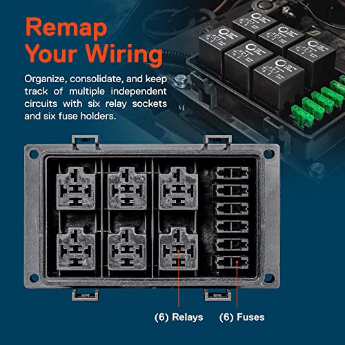 ONLINE LED STORE True Mods 12V DC Auto Waterproof Fuse 5-Pin Relay Box Block [6 Bosch Style Relay Holder] [6 ATC/ATO Fusible Holder] Universal Relay Block Box for Automotive Vehicles Cars Marine Boat Light Equipment - Image 2