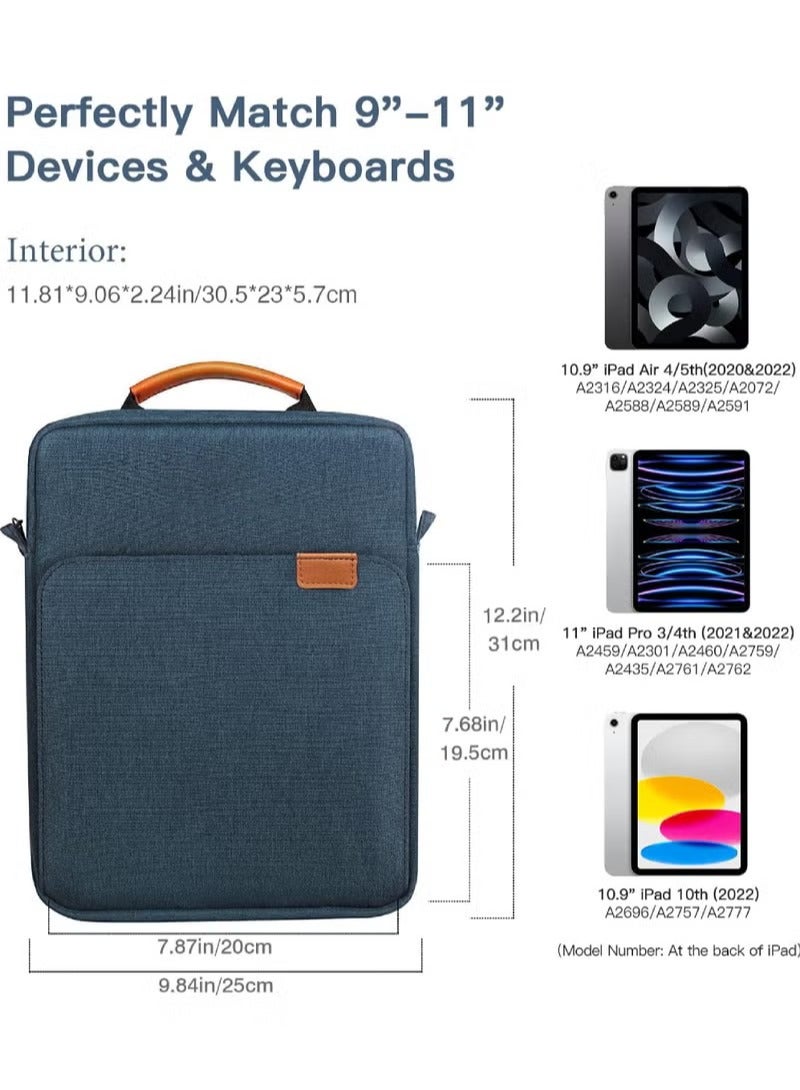 روك بو حقيبة جيب للكمبيوتر اللوحي مقاس 9-11 بوصة تناسب iPad Air 11 بوصة (M3/M2) 2025/2024، iPad A16 11 بوصة 2025، iPad Air 5 10.9 بوصة 2022/Air 4 10.9 بوصة 2020، iPad Pro 11 M2 2022-2018، iPad 10 10.9، Air 4 10.9، Tab S8 Tab A9 Plus 11 بوصة، Tab S9 11 بوصة، Tab S9FE 10.9 بوصة، حقيبة حمل بمقبض مع حزام كتف - Image 2