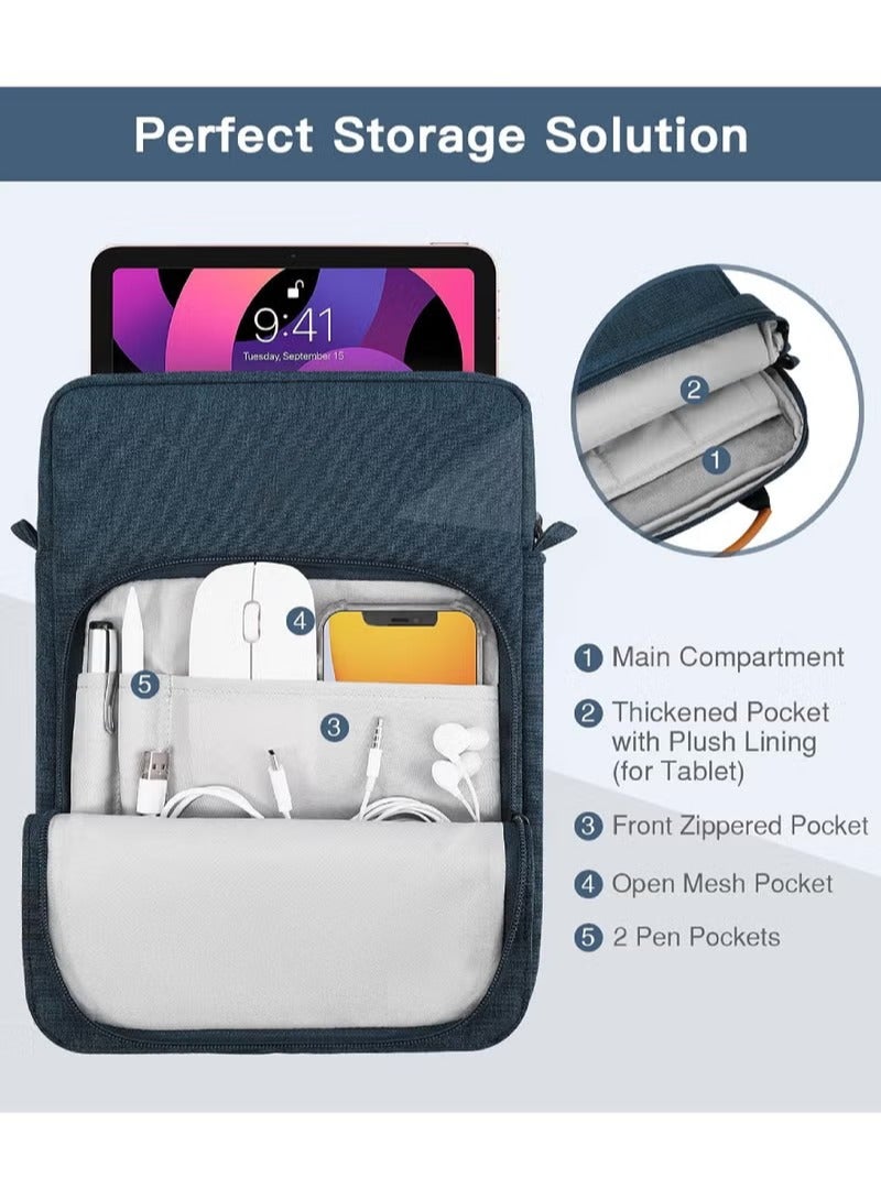 روك بو حقيبة جيب للكمبيوتر اللوحي مقاس 9-11 بوصة تناسب iPad Air 11 بوصة (M3/M2) 2025/2024، iPad A16 11 بوصة 2025، iPad Air 5 10.9 بوصة 2022/Air 4 10.9 بوصة 2020، iPad Pro 11 M2 2022-2018، iPad 10 10.9، Air 4 10.9، Tab S8 Tab A9 Plus 11 بوصة، Tab S9 11 بوصة، Tab S9FE 10.9 بوصة، حقيبة حمل بمقبض مع حزام كتف - Image 5