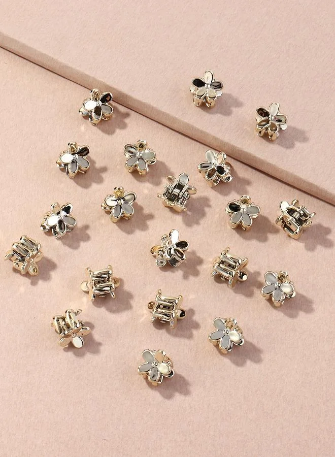 Take Two  Set of 20 - Solid Flower Mini Claw Clip for Women | Best Price UAE