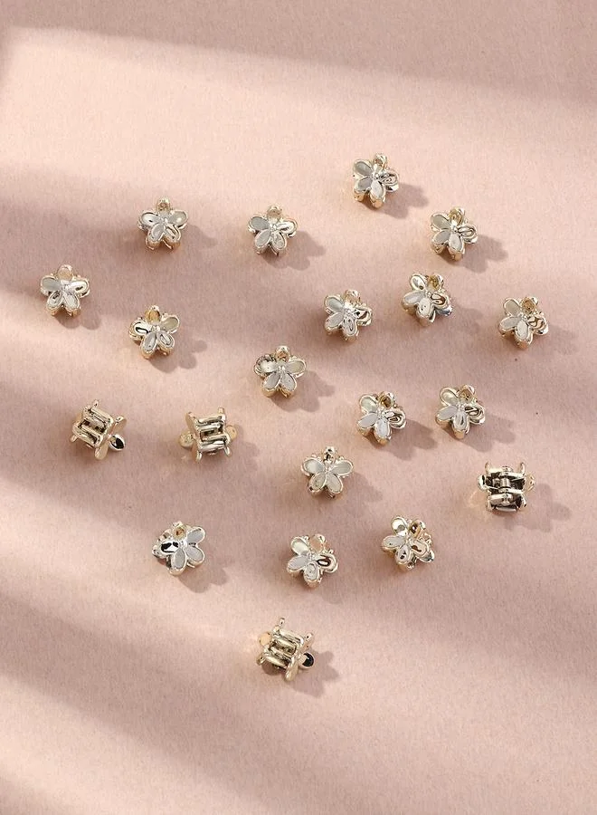 Take Two  Set of 20 - Solid Flower Mini Claw Clip for Women | Best Price UAE