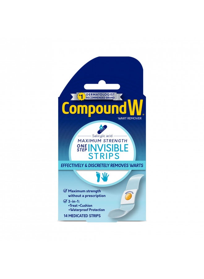 Compound W Compound W Maximum Strength One Step Invisible Wart Remover Strips, 14 Count (Pack of 1) - Packaging May Vary  - Image 1