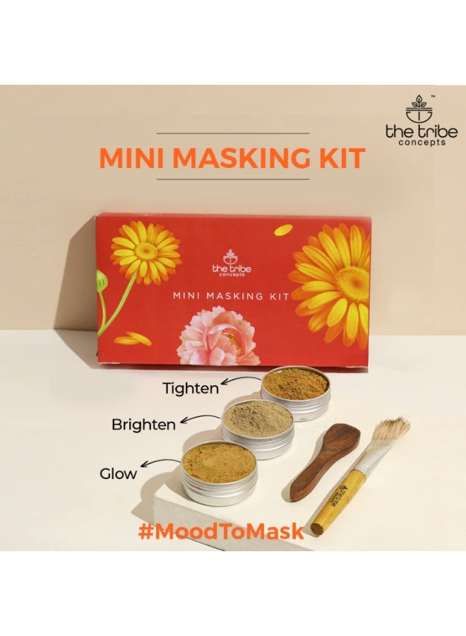 The Tribe Concepts Facial Kit With Face Brightening Daily Cleanser, Exotic Face Glow, Collagen Mask Powder, Masking Brush, Wooden Spoon, Perfect Gift for Any Occasion, 15g Each - Combo Pack of 5 - Image 3