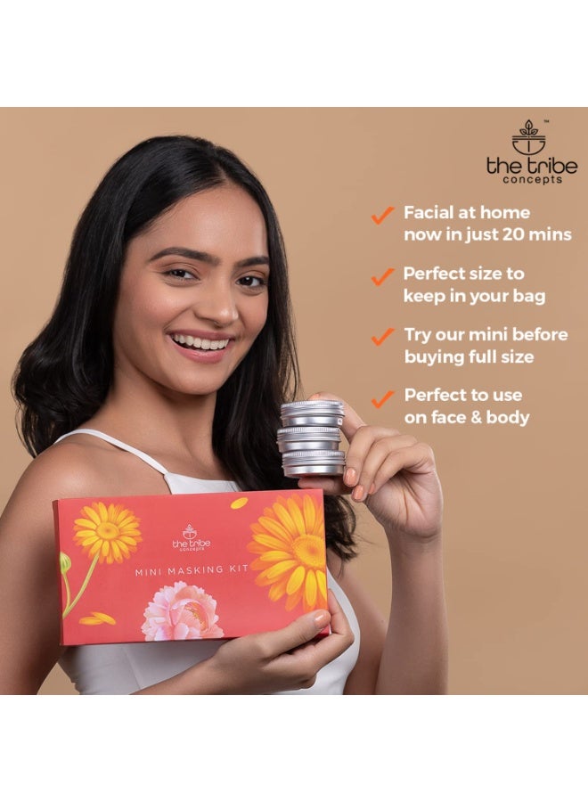 The Tribe Concepts Facial Kit With Face Brightening Daily Cleanser, Exotic Face Glow, Collagen Mask Powder, Masking Brush, Wooden Spoon, Perfect Gift for Any Occasion, 15g Each - Combo Pack of 5 - Image 2