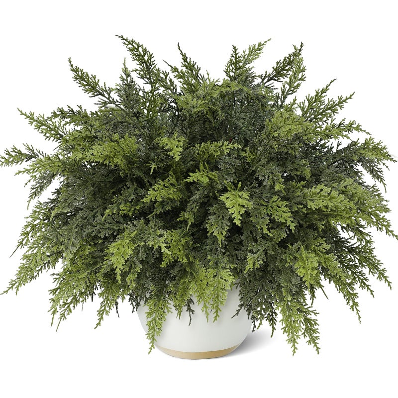 GLIDLION 18 Soft Textured Cedar Branches 24 Pcs Artificial Christmas Cedar Branch Realistic Fake Pine Picks Faux Greenery Plants Stem for Vase DIY Crafts Garland Wreath Indoor Outdoor Home Decor - Image 2