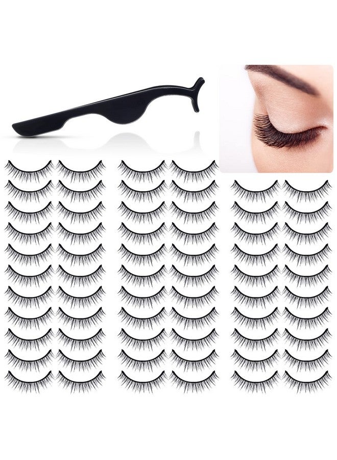 Nuogo 32 Pairs Self Adhesive Eyelashes with Tweezers, Reusable Adhesive False Eyelashes No Glue Natural Look Fake Eyelashes Waterproof Pre Glued Eyelashes Bulk for Women Girls Gift - Image 1