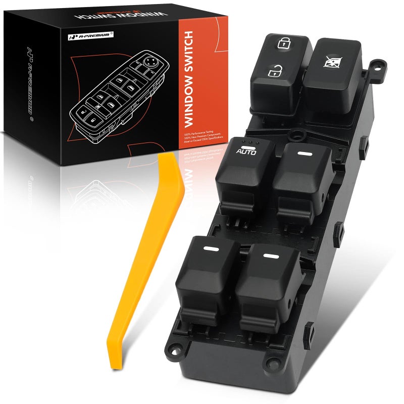 APremium Master Power Window Switch Compatible with Kia Rio 20122017 18 Blades Front Left Driver Side Replace 935701W157