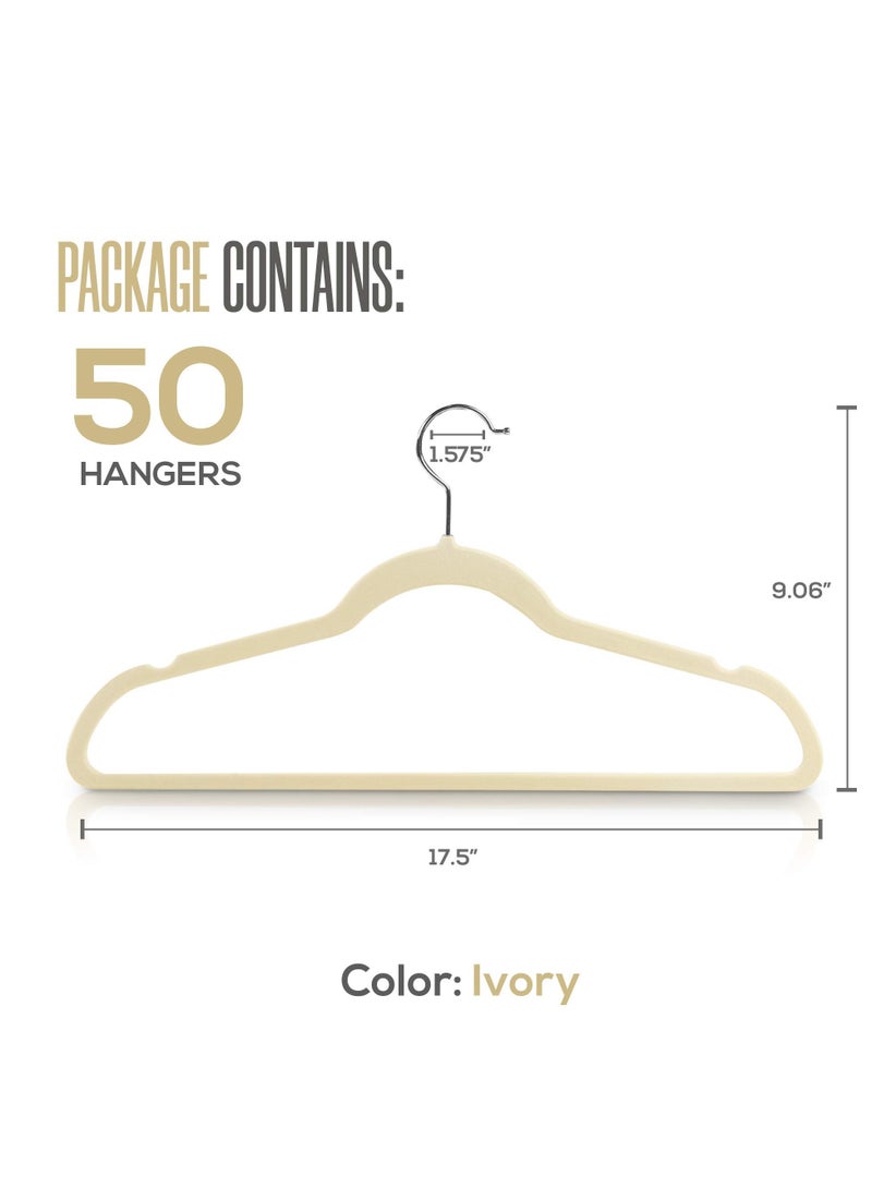 Cool Baby Premium Non Slip Velvet Hangers - Heavy Duty - Coat Suit Hangers (Beige Pack of 50)  - Image 2