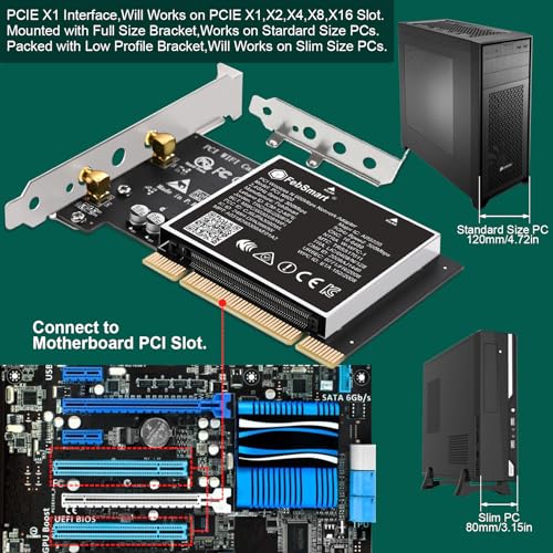 FebSmart Wireless N Dual Band 600Mbps (2.4GHz 300Mbps or 5GHz 300Mbps) PCI WiFi Adapter for Windows 11, 10, 8.x, 7, XP (32/64bit) and Windows Server Desktop PCs, PCI Interface WiFi Card (PCI-N600) - Image 5
