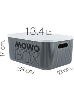 Mowo Home Trove 3 Pieces 13.4 Lt (Grey) Organizer Box with Lid, Decorative Storage Box  - Image 2