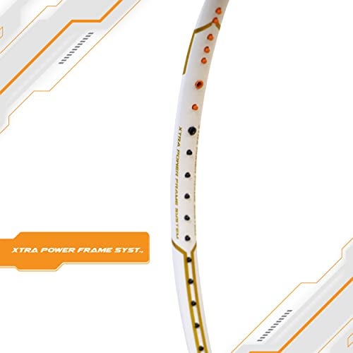 Apacs Finapi 232 Xtra Power (40LBS, 100% Top Grade UHM Japanese Graphite) Extra Strong Professional Unstrung Badminton Racket with Free Full Cover (White Gold) - Image 4