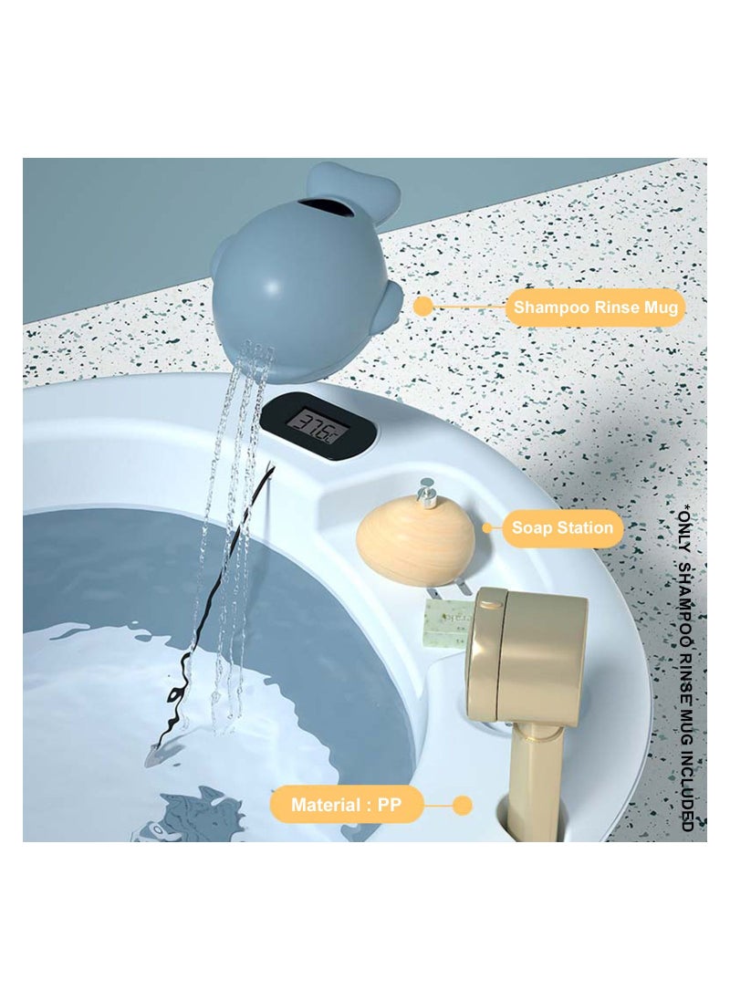 Eazy Kids Eazy Kids Temperature Controlled Foldable  Bathtub w/ Intelligent Temperature Monitoring Thermometer and Baby Head Shampoo Wash Rinse Mug - Bl  - Image 4