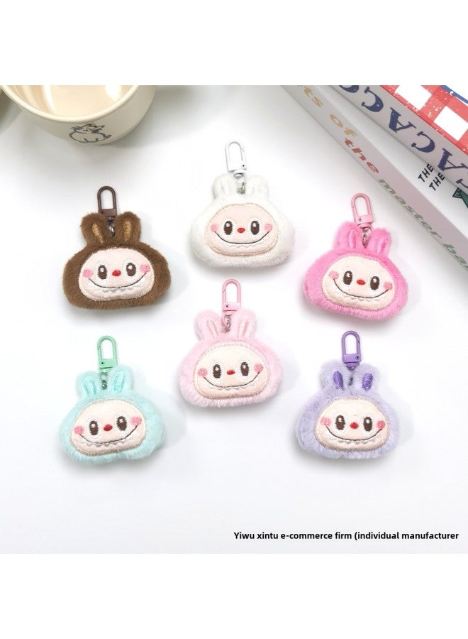 Loquat Cute Cartoon Labubu Labubu Doll Brooch Rabbit Bag Key Chain Pendant Plush Small Pendant Wholesale-Specifications:Blue Green-Color:Brooch Style (brooch Without Hanging Chain On The Back) - Image 4