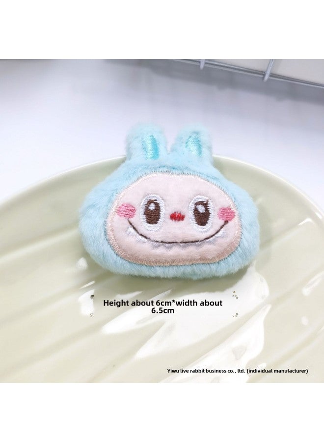 Loquat Cute Cartoon Labubu Labubu Doll Brooch Rabbit Bag Key Chain Pendant Plush Small Pendant Wholesale-Specifications:Blue Green-Color:Brooch Style (brooch Without Hanging Chain On The Back) - Image 1