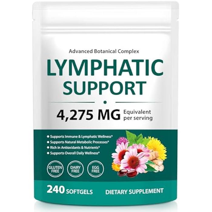 ZODENIS Lymphatic Drainage Supplements 240 Softgels, Herbal 4275mg Lymph System Support Supplement for Women & Men with Dandelion, Burdock, Echinacea, Turmeric, Bromelain, Fluid Balance & Immune Health - Image 1