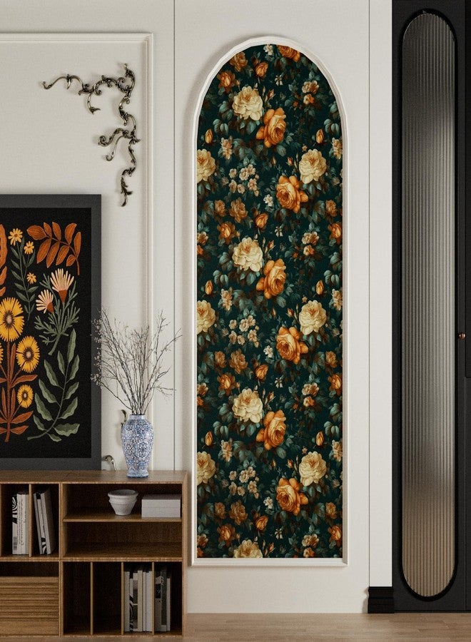 Fvlow Glowing Floral Peel and Stick Wallpaper Vintage Dark Green Wallpaper Vinyl Wrap Kitchen Worktop Covering Self Adhesive Thick Flowers Contact Paper for Cabinets Drawers Sticker Decor 17.4" x 118" - Image 4