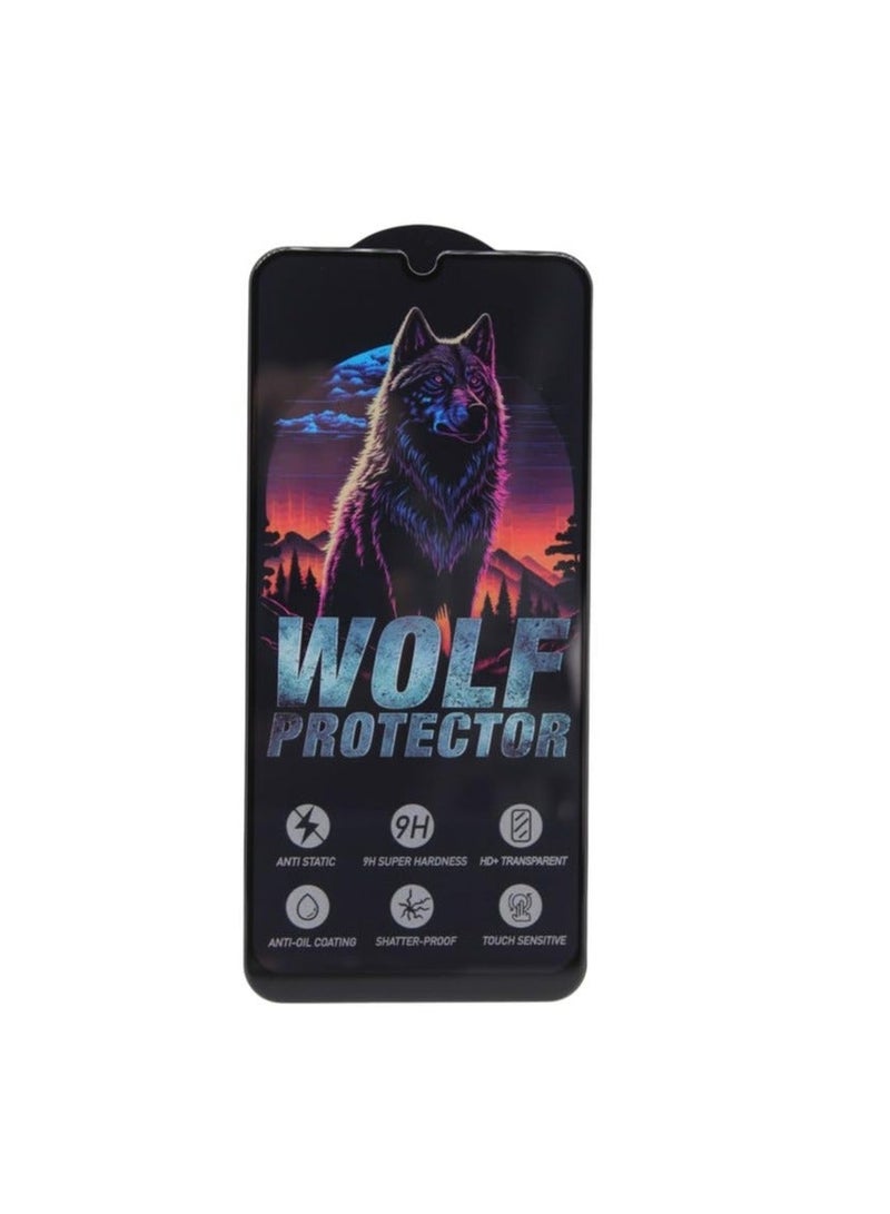 Wolf Protector Design Tempered Glass Screen Protector for Samsung Galaxy A50 - Clear & Black - Image 1