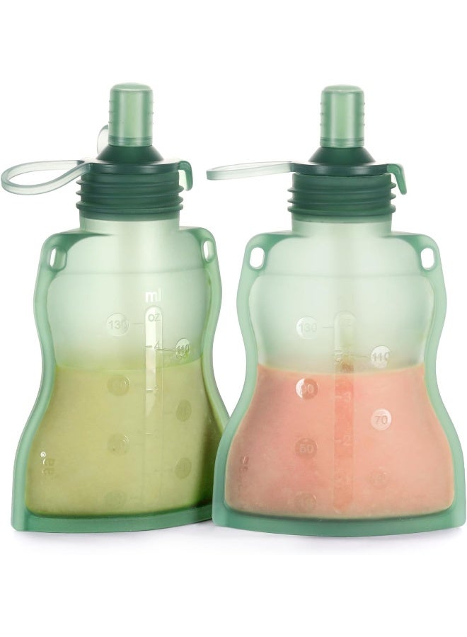 haakaa Yummy Pouch Reusable Baby Food Pouch, 4oz, 2 Pack - Image 1