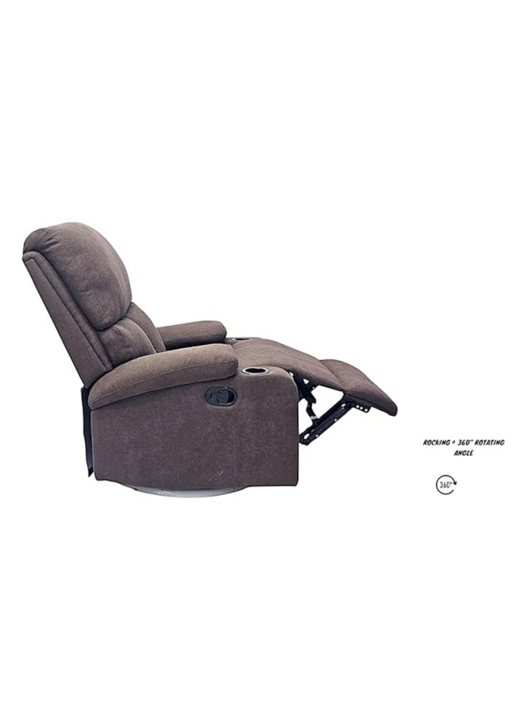 Multi Home Furniture Best Single Recliner 360 Sofa MH-03847 FABRIC Modern Rocker Ergonomic Lounge 360 Degree Swivel With cup-holderSingle Sofa Seat Living Room Chair (BROWN)  - Image 5