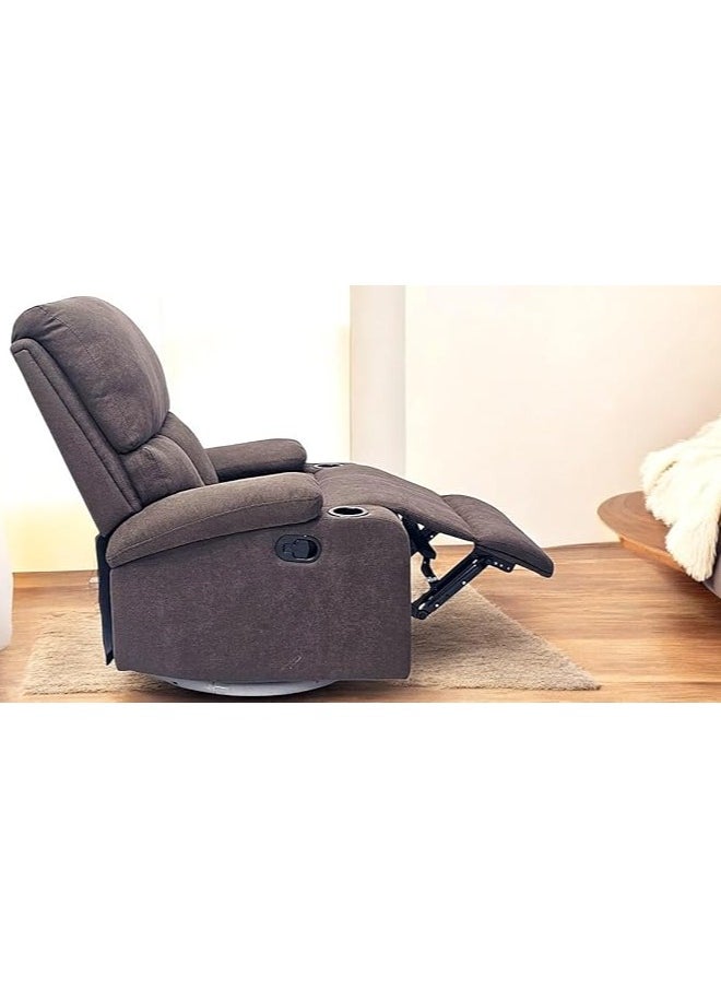 Multi Home Furniture Best Single Recliner 360 Sofa MH-03847 FABRIC Modern Rocker Ergonomic Lounge 360 Degree Swivel With cup-holderSingle Sofa Seat Living Room Chair (BROWN)  - Image 4