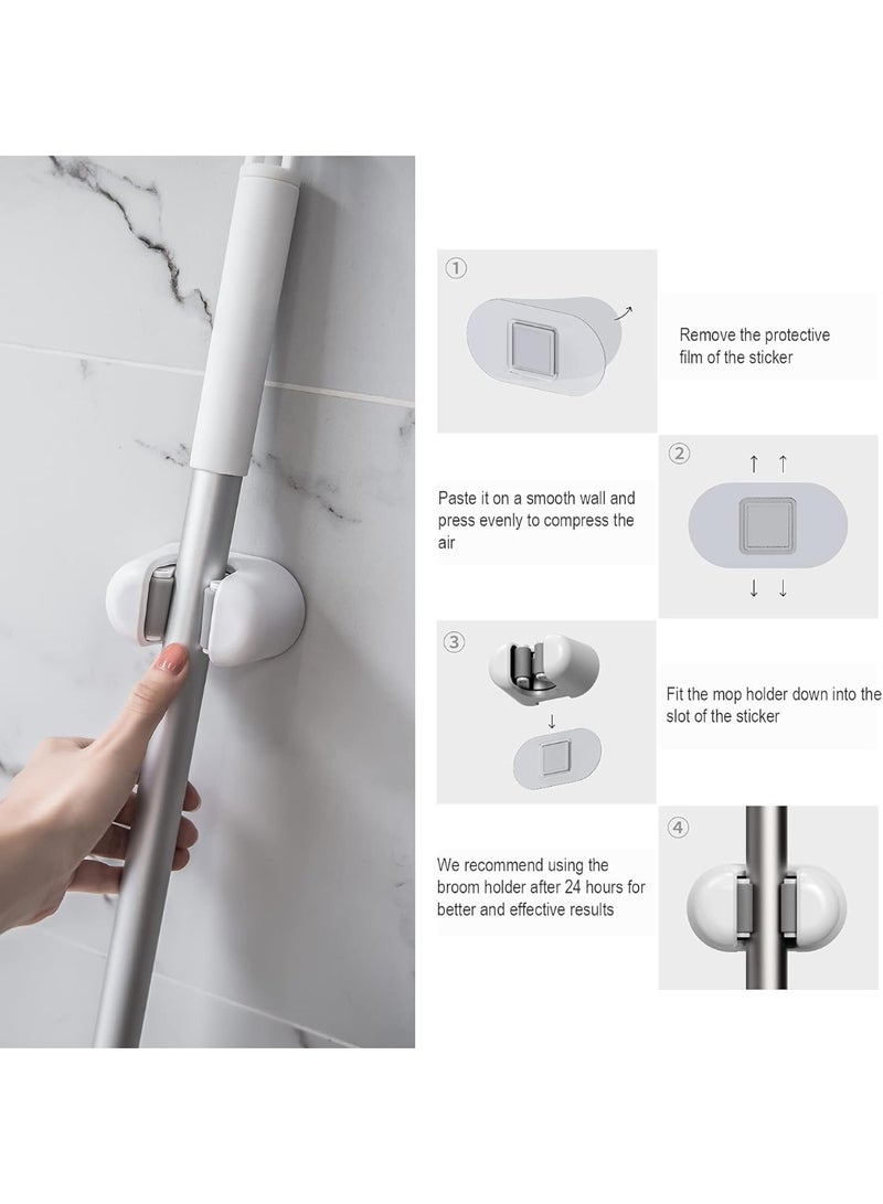 2 PCS Broom Holder, Wall Mount Mop Organizer Gripper, Self-adhesive Cleaning Suppliers Hanger Stands Rack for Bathroom, Kitchen, Garden, Garage Organization Storage - Image 4