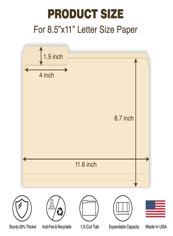 WritePads Manilla Folders 8.5 x 11 File Folders Letter Size Manila Folder with 1/3 Cut Tab 100 Pack Paper Folders for Office, School, Home, Business Filing Supplies Made in USA - Image 2