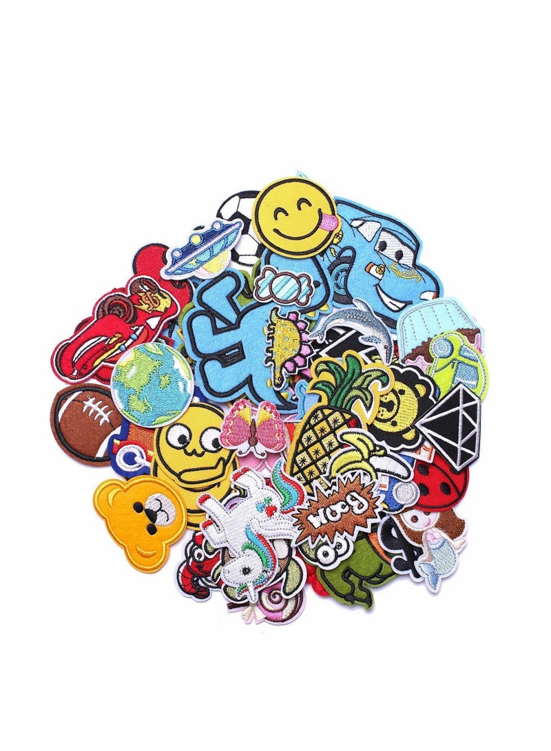 Patches for Clothing, 60 PCS Embroidered Iron On DIY Accessories, Random Assorted Decorative , Cute Sewing Applique Jackets, Hats, Backpacks, Jeans, Pieces Package - Image 1