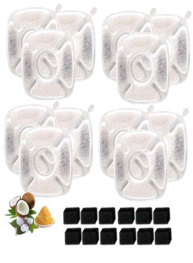 BRENSTEN 24 Count Pet Fountain Filters (12 Carbon + 12 Sponge) for Veken 95oz/2.8L Dog & Cat Water Fountain - Image 1
