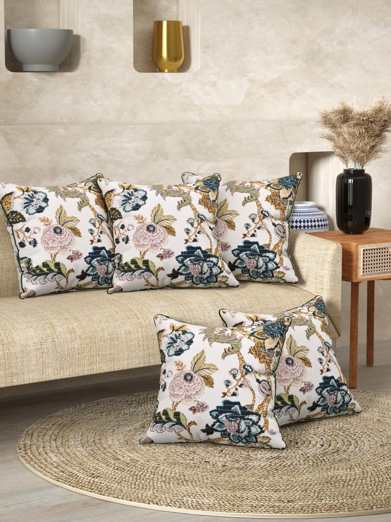 EasyGoods India Premium Cotton Cushion Covers 16x16 Inch | Soft Durable Fabric | Elegant Printed Covers for Sofa & Living Room | Hidden Zipper | Set of 3 - Image 5