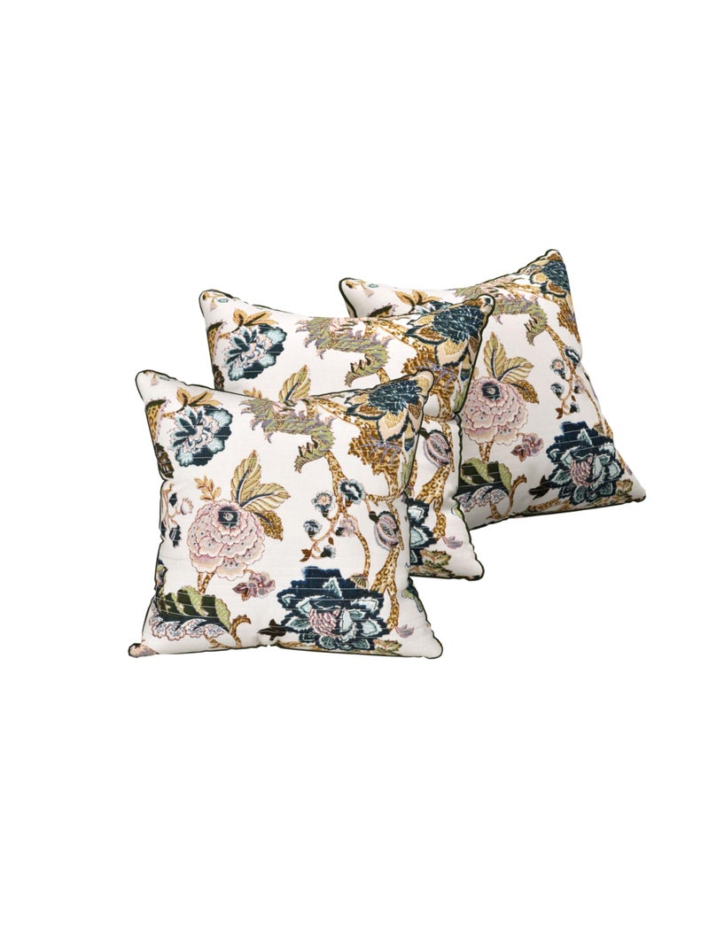 EasyGoods India Premium Cotton Cushion Covers 16x16 Inch | Soft Durable Fabric | Elegant Printed Covers for Sofa & Living Room | Hidden Zipper | Set of 3 - Image 1