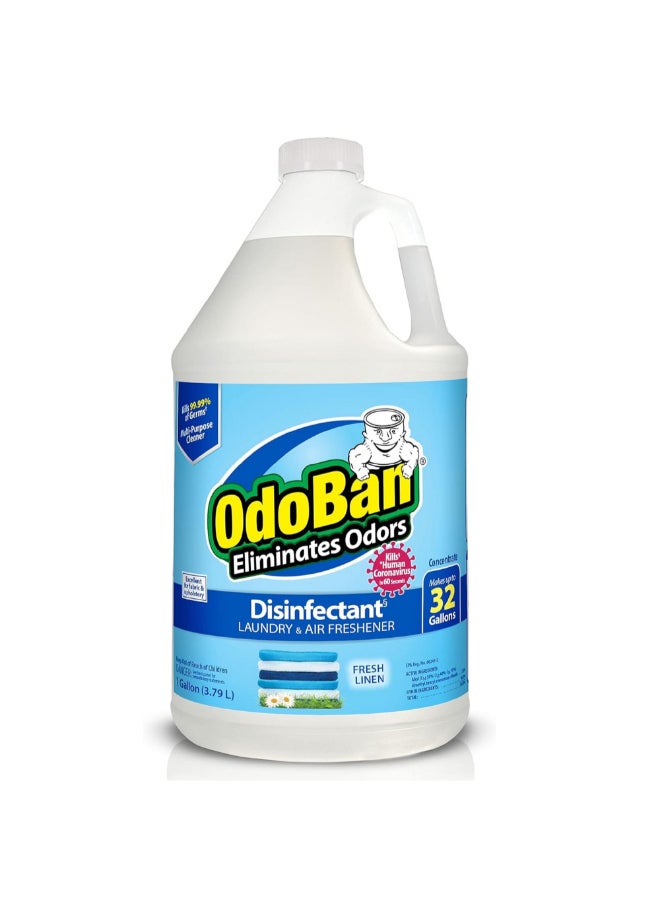 ODOBAN Fresh Linen Scented Laundry and Air Freshener Disinfectant Clear 1 Gal 911701-G4 - Image 1