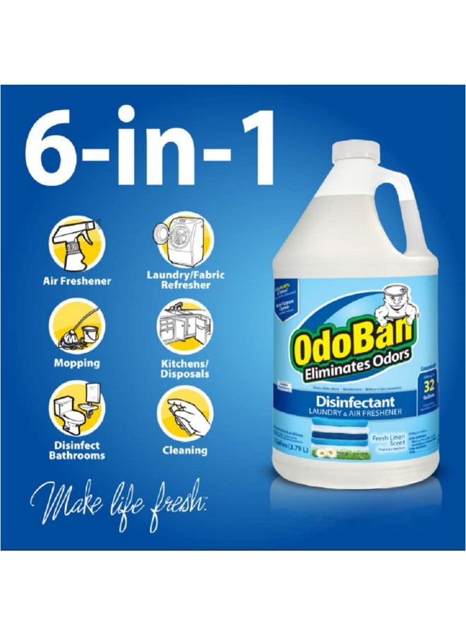 ODOBAN Fresh Linen Scented Laundry and Air Freshener Disinfectant Clear 1 Gal 911701-G4 - Image 3