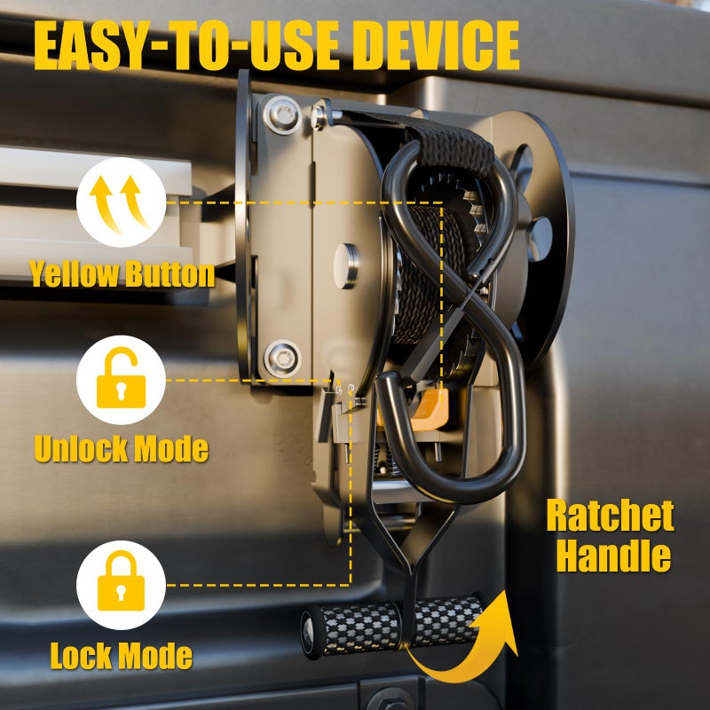 Maxzina Retractable Ratchet Straps Compatible with 2022-2025 2026 Ford Maverick Retracting Straps Auto Retract Securing Strap Tie Down System 2PCS for 2024 Maverick Accessories - Image 4