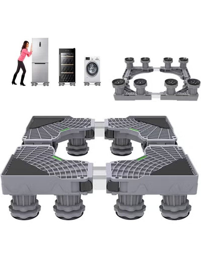 Bukela Fridge Stand, Universal Stand, Base Adjustable Refrigerator Stand with 8 Strong Feet for Washing Machine Stand Pedestal, Fridge Base Stand, Adjustable Appliance Dolly Square - Image 1