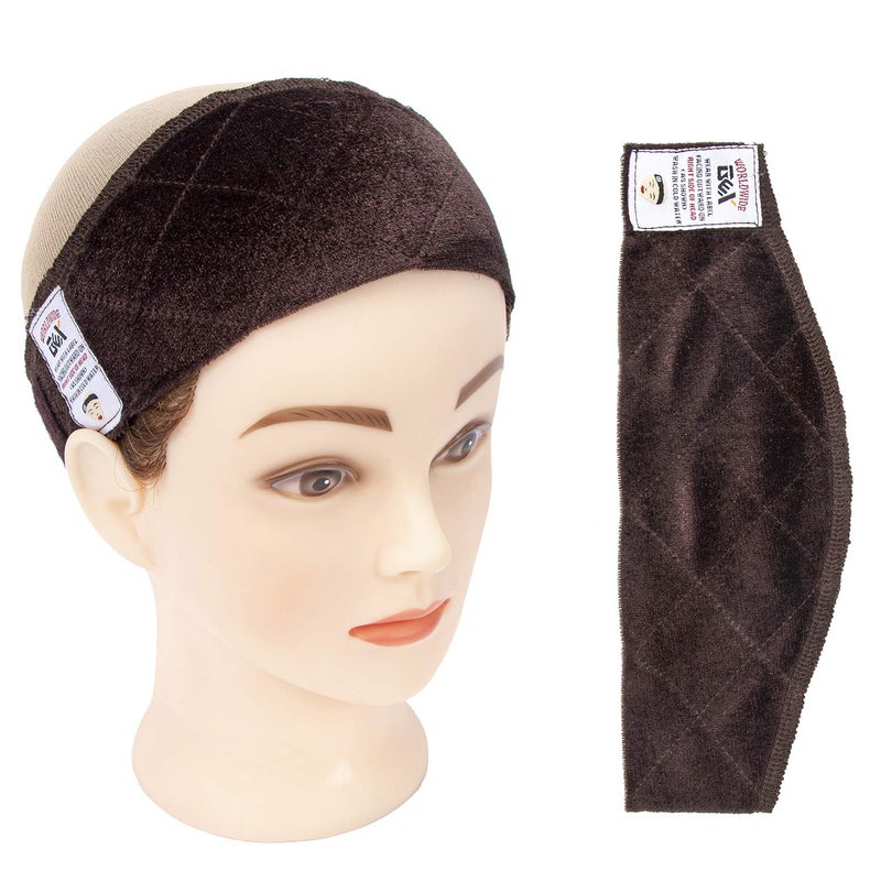 gexworldwide GEX Wig Grip Band Adjustable Wig Comfort Band Headband Flexible Velvet Scarf Comfort Non-Slip Adjustable Fasten Wig Bands With Arch Extra Hold for Women (Brown) - Image 1