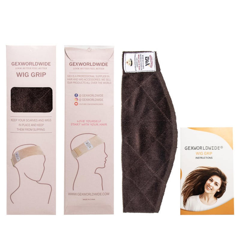 gexworldwide GEX Wig Grip Band Adjustable Wig Comfort Band Headband Flexible Velvet Scarf Comfort Non-Slip Adjustable Fasten Wig Bands With Arch Extra Hold for Women (Brown) - Image 4