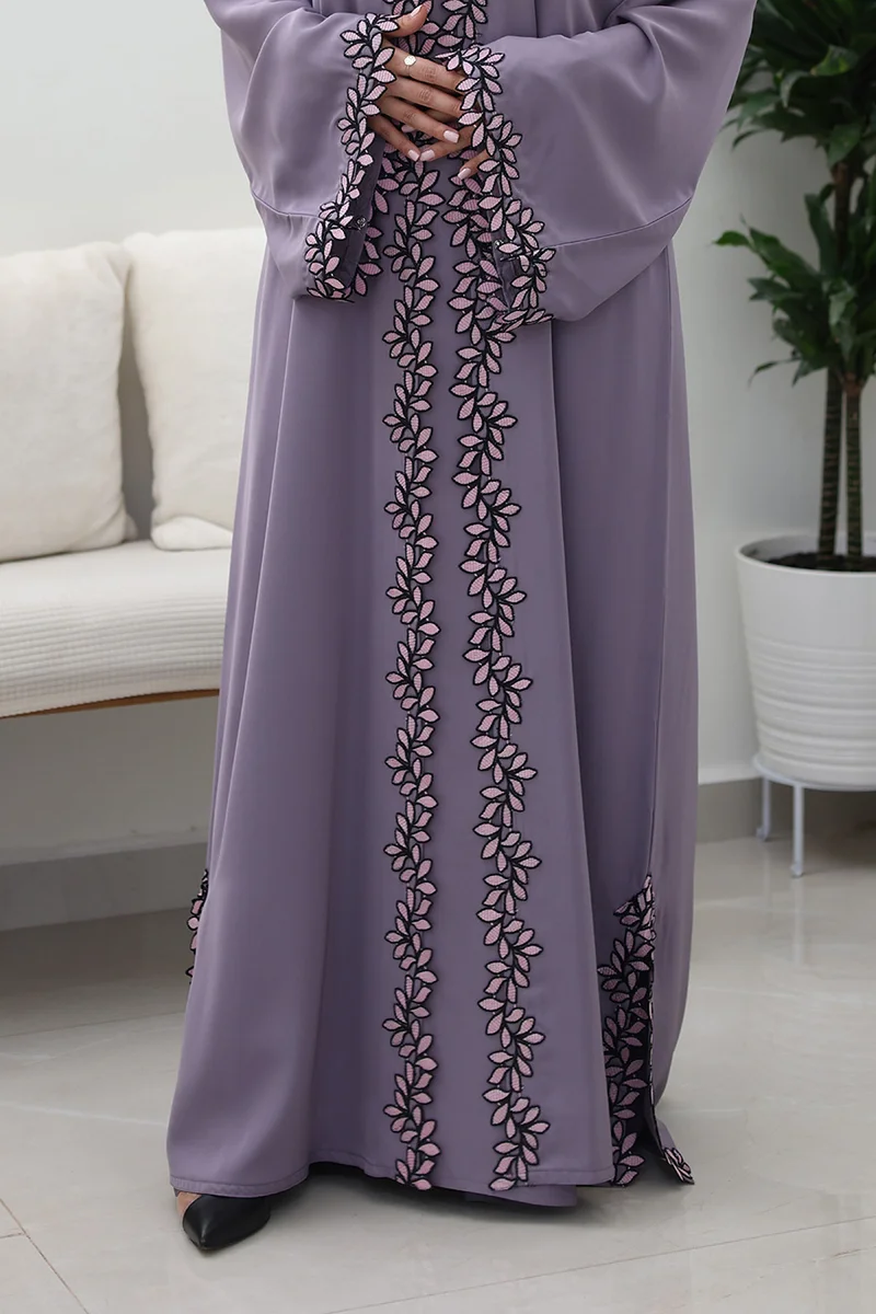 NUKHBAA Lavender Bloom Abaya-Comes with matching inner-2P752