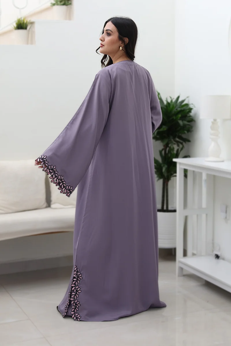 NUKHBAA Lavender Bloom Abaya-Comes with matching inner-2P752