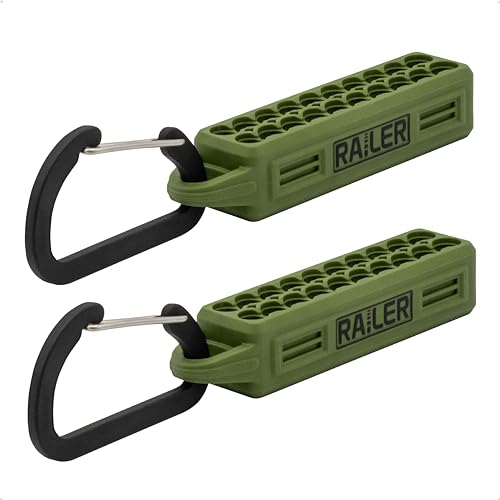 Railer Screwdriver Bit Holder Storage Organizer – Railer 20-Hole Camo Green Bit Holder with Carabiner (2 Pack) - Image 1