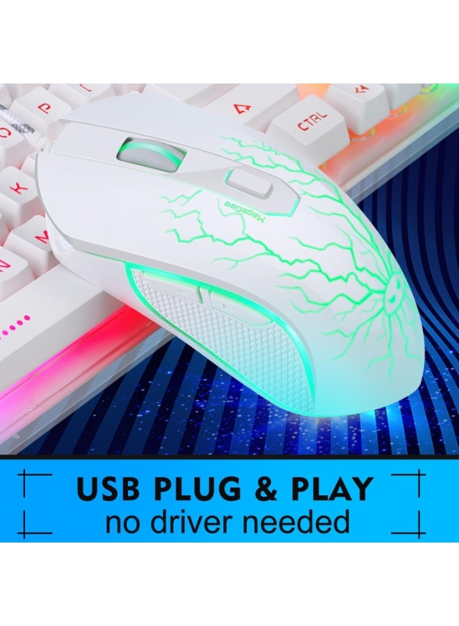 Gaming Keyboard and Mouse Combo – K1 RGB LED Backlit Wired Keyboard with 104 Keys for PC & Laptop (White) - Image 4