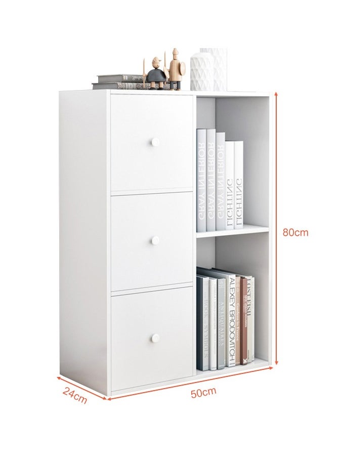 XiuWoo - 3 Tier 5 Cube High-Capacity Free-Standing Wood Bookcase Racks, Floor-to-Ceiling Home Storage Cabinets, Multi-Layer Lattice Cabinets, Multipurpose Display Organizer Shelf with Doors for Home Office - Image 1